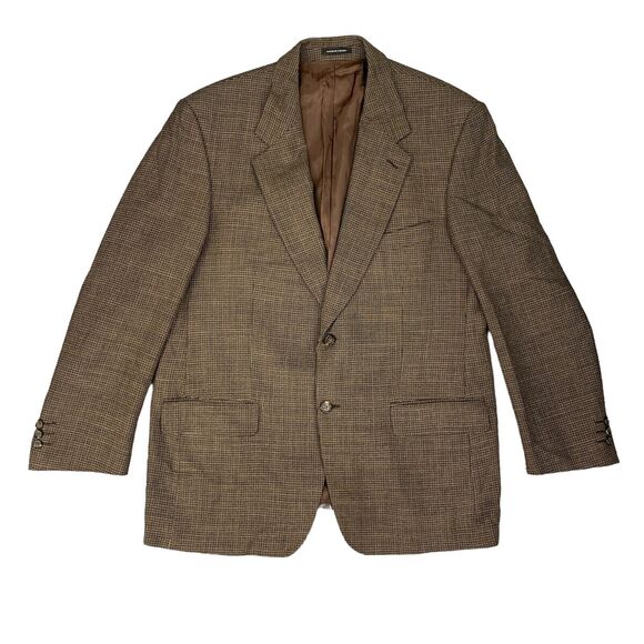 Vintage Yves Saint Laurent Blazer Mens 44 Mocha Brown Shoulder Pads Worsted Wool - Picture 1 of 12